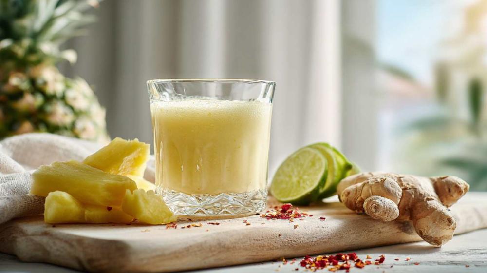 fresh Pineapple ginger shot with chilli