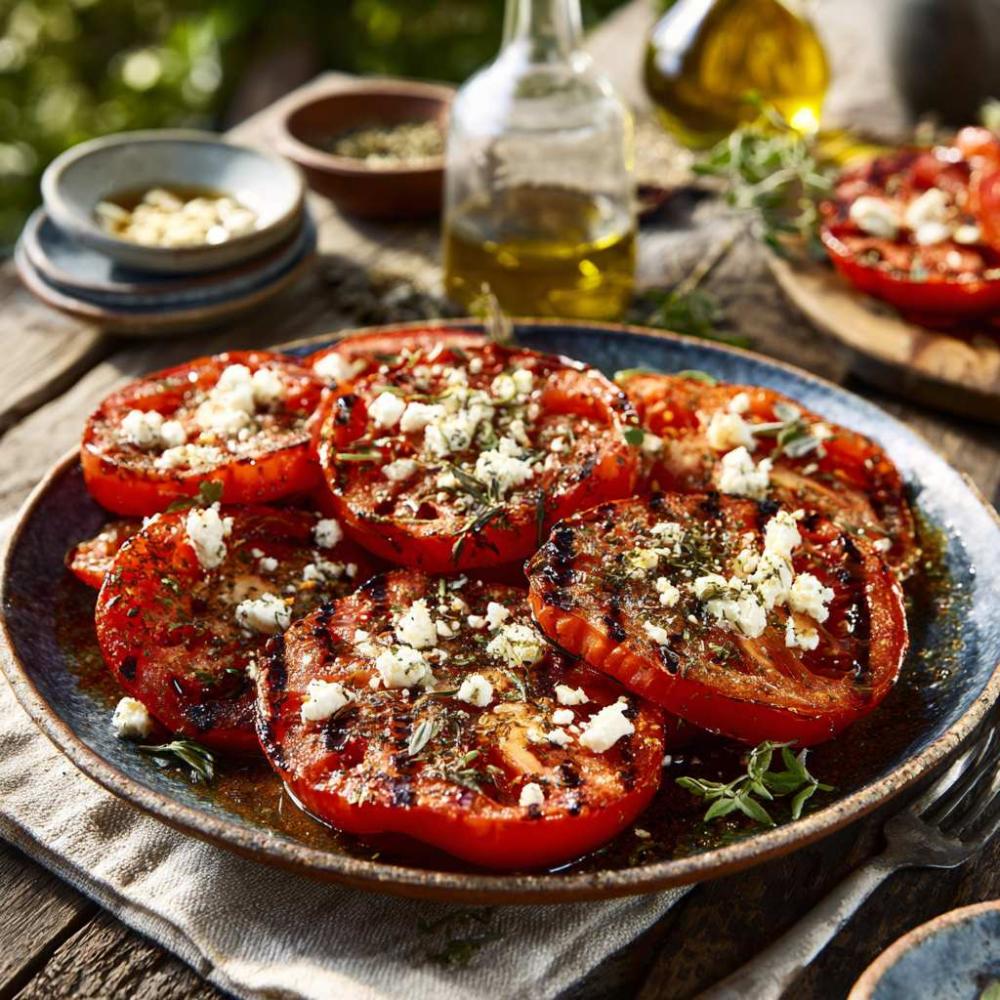Grilled tomatoes with feta
