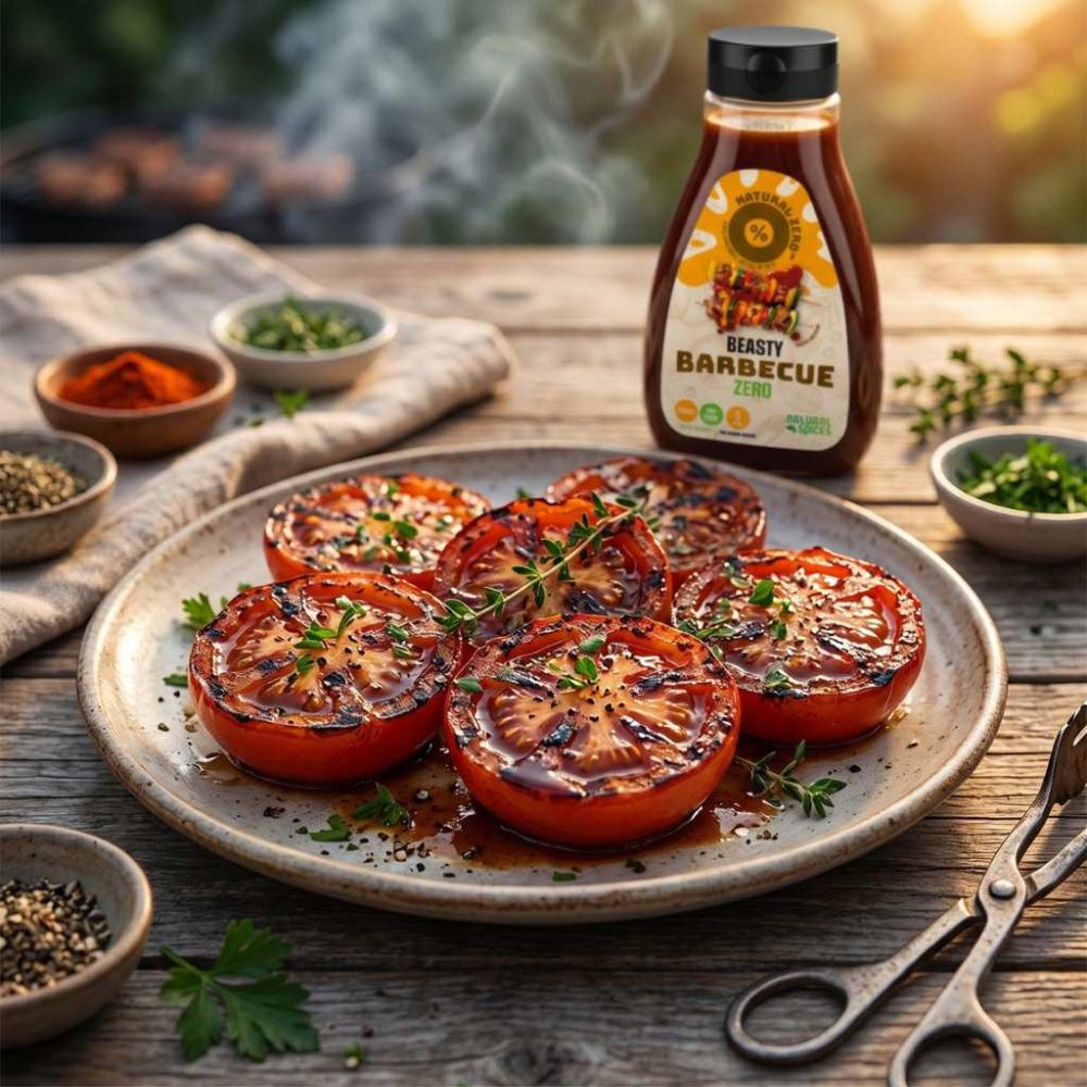 Sticky BBQ grilled tomatoes with Beasty BBQ sauce