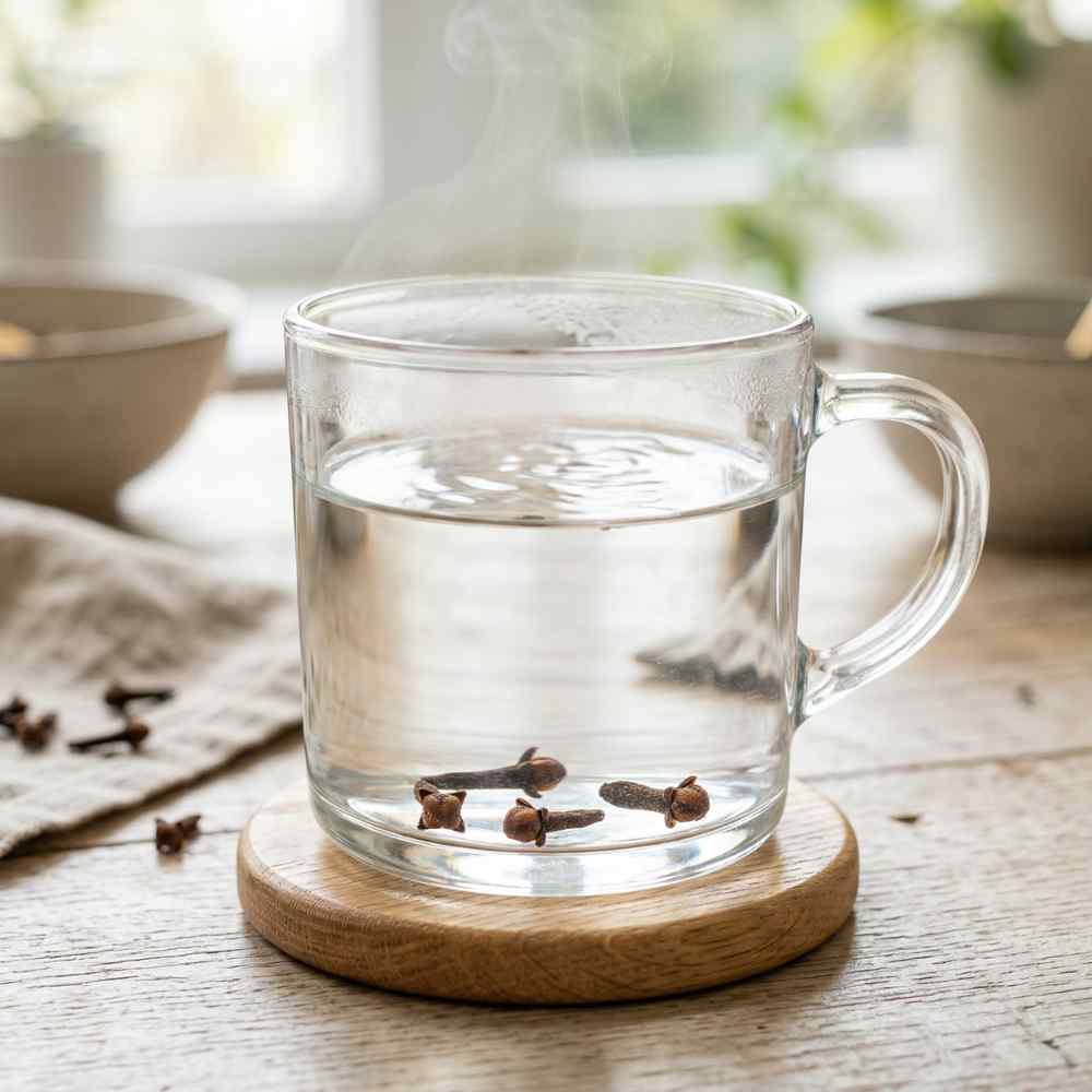 cup of hot water and cloves