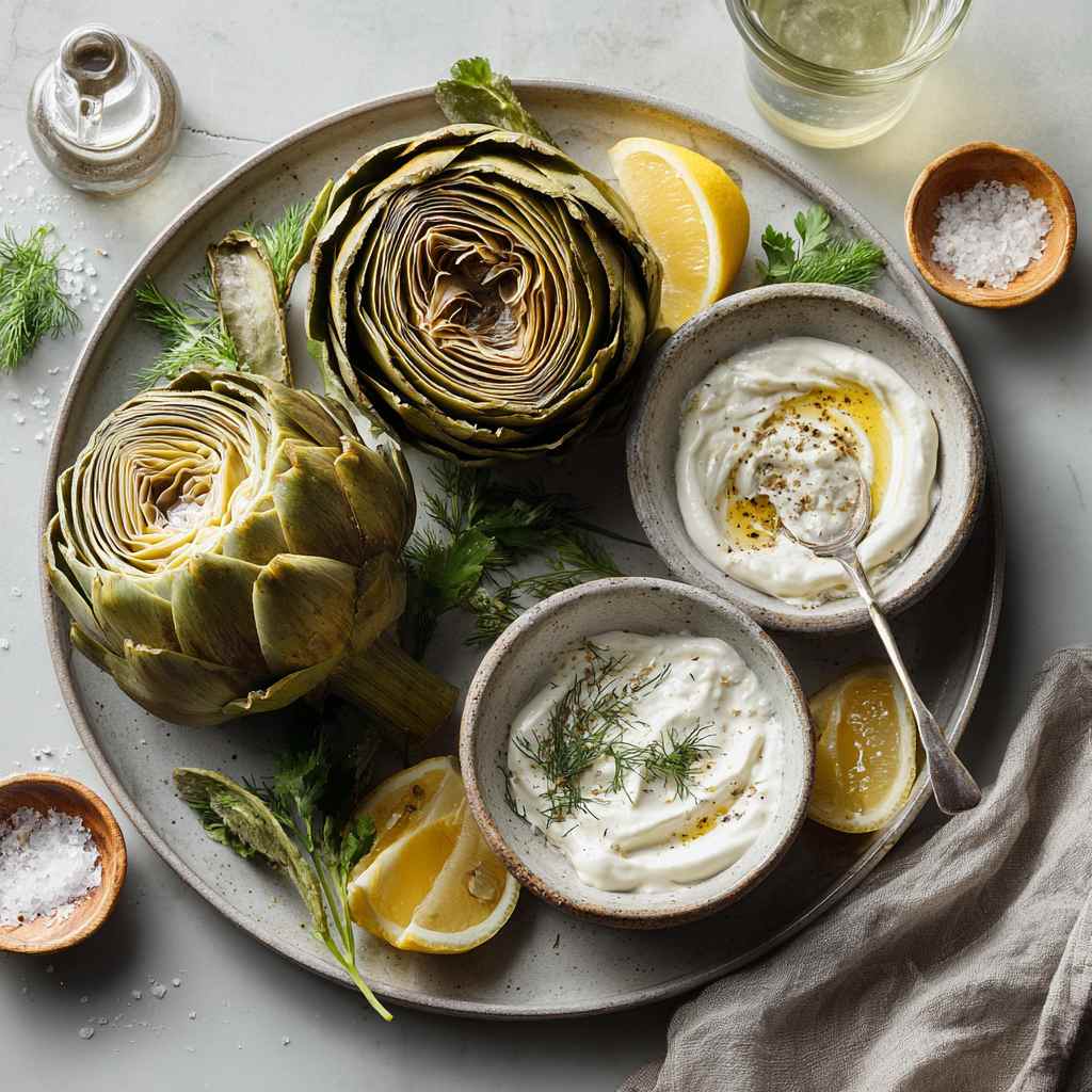 Cooking artichoke with 3 fresh low calorie dip sauces Cooking artichoke with 3 fresh low calorie dip sauces