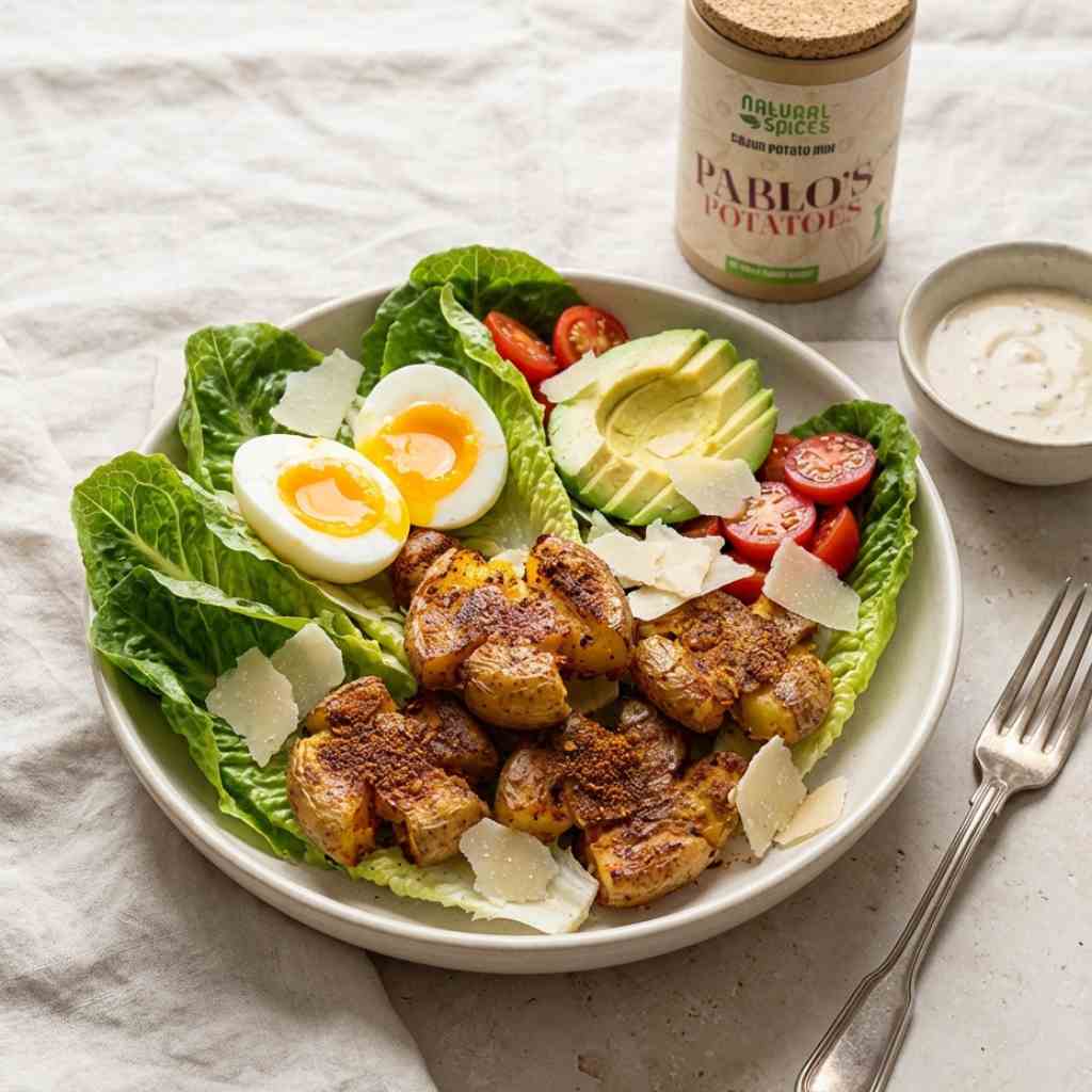 Caesar salade met crispy geplette krieltjes | Caesar salad with crispy smashed potatoes Caesar salade met crispy geplette krieltjes | Caesar salad with crispy smashed potatoes