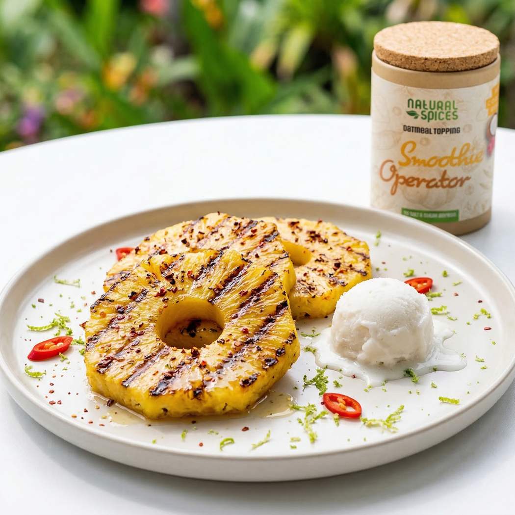 gegrilde ananas op smaak gebracht met Smoothie Operator van Natural Spices