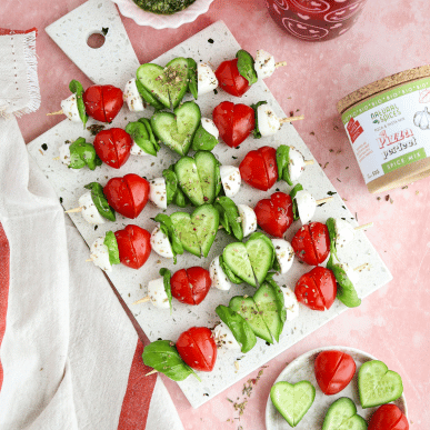 Valentine's Caprese skewers